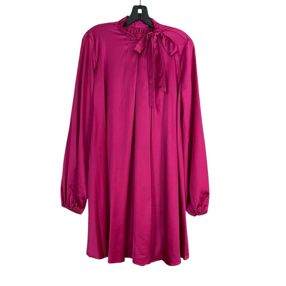 Mac Duggal NEW Size 8 Pink Magenta Long Sleeve Satin Cocktail Mini Dress 55968 - Picture 6 of 9